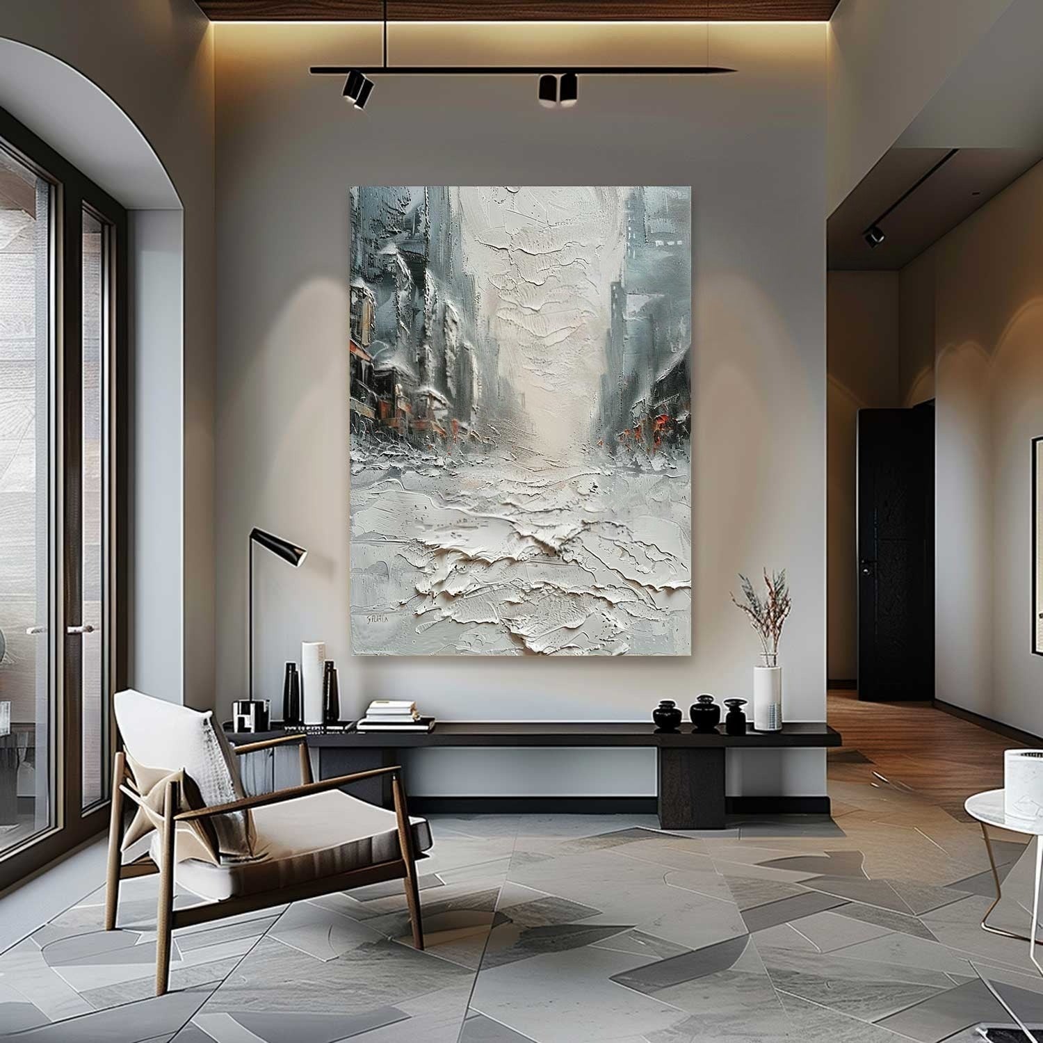 Wall Art Impasto Urban Street Painting - Neutralighting