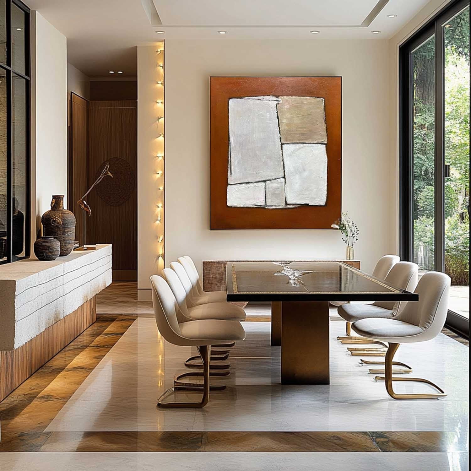 Wall Art Minimalist Geometric Block Brown - Neutralighting