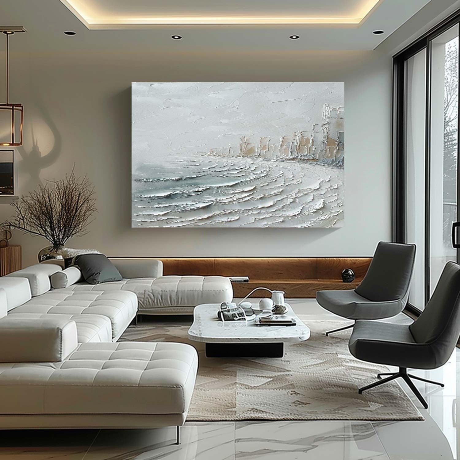 Wall Art Misty Coastal Cliffs Seascape - Neutralighting