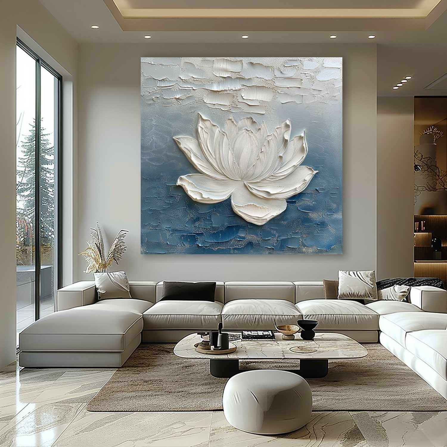 Wall Art 3D Lotus Flower Oil Painting - Neutralighting