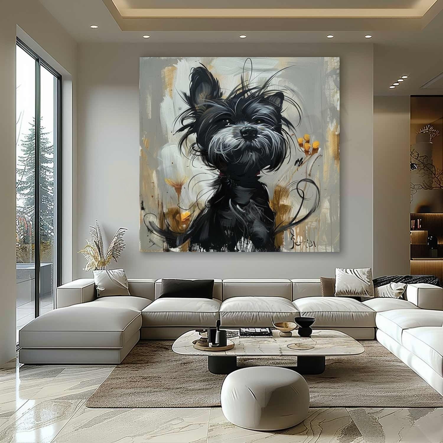 Wall Art Textured Black Terrier - Neutralighting
