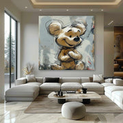 Wall Art Textured Cheerful Bear Hugging - Neutralighting