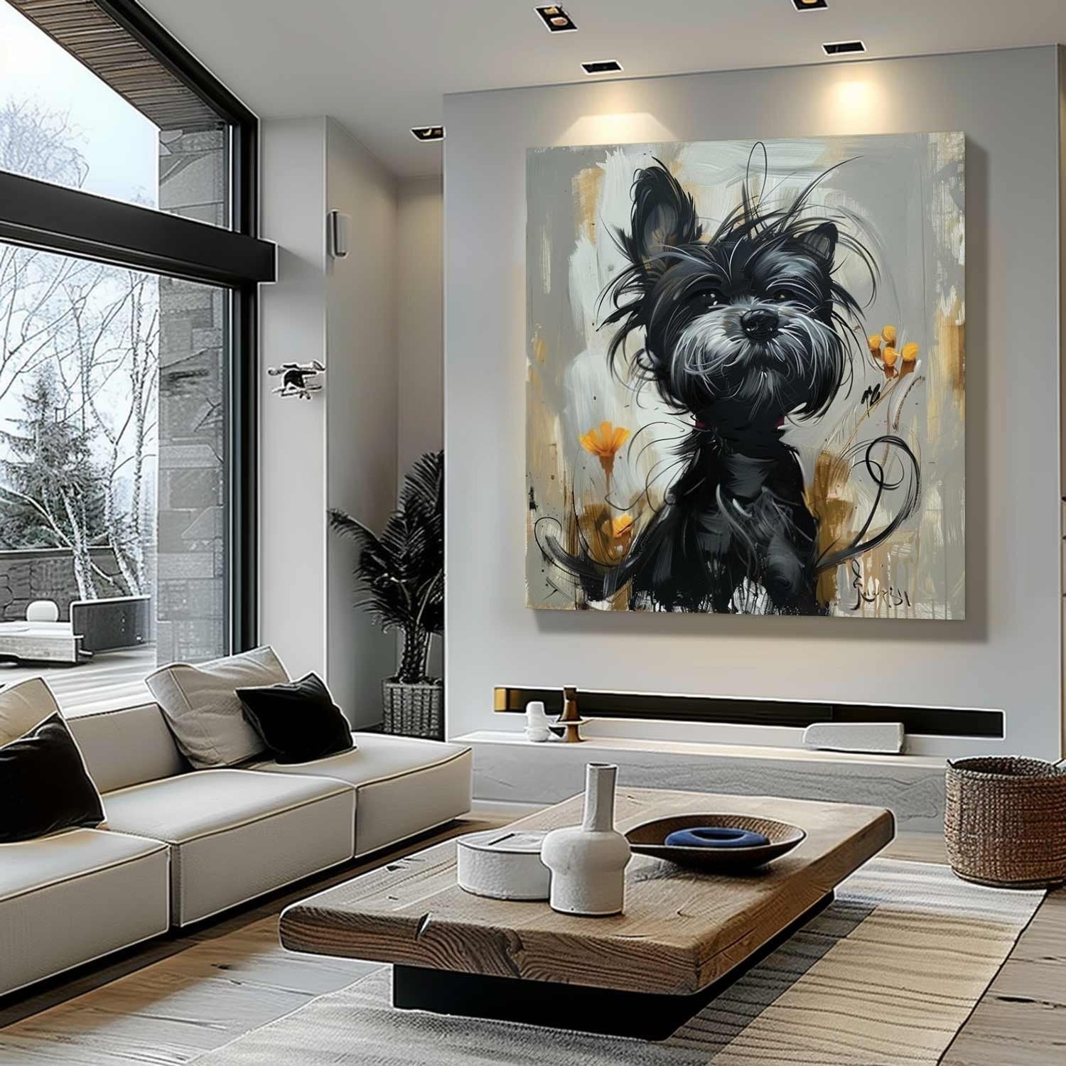 Wall Art Textured Black Terrier - Neutralighting