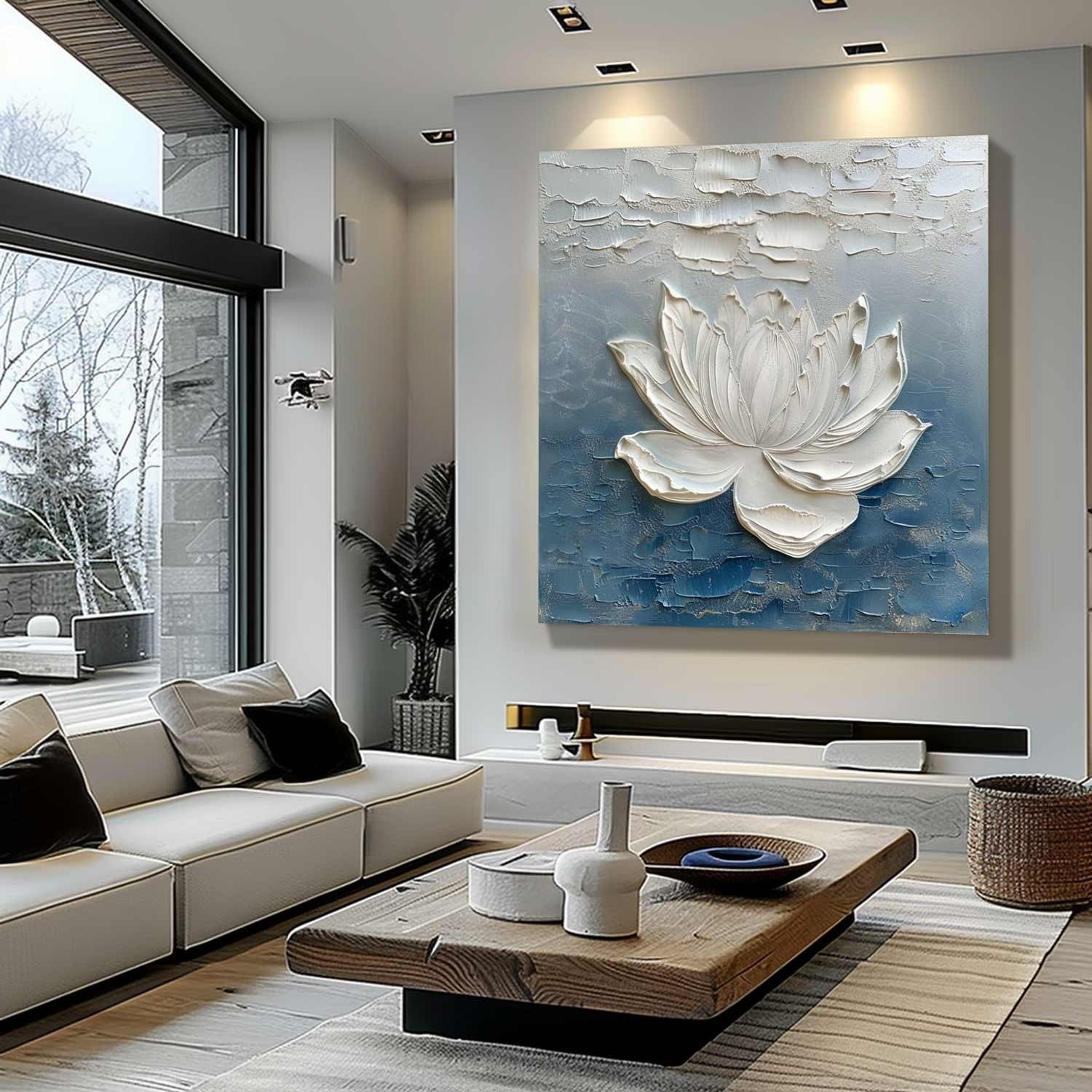 Wall Art 3D Lotus Flower Oil Painting - Neutralighting
