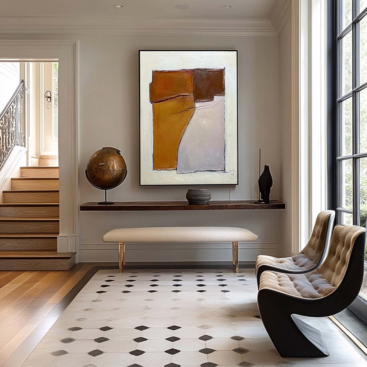 Wall Art Abstract Block Warm Tones - Neutralighting