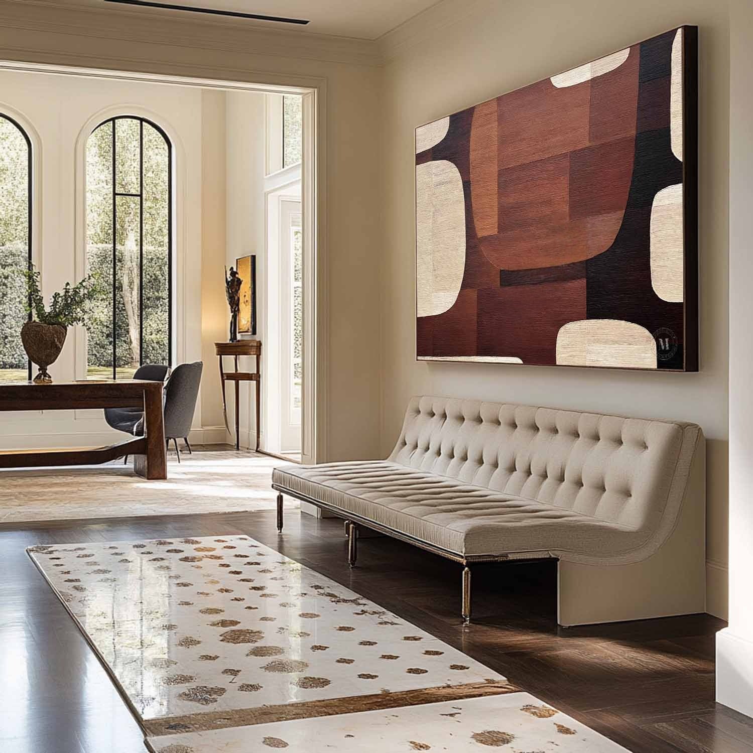 Wall Art Geometric Wood Grain Brown Beige - Neutralighting