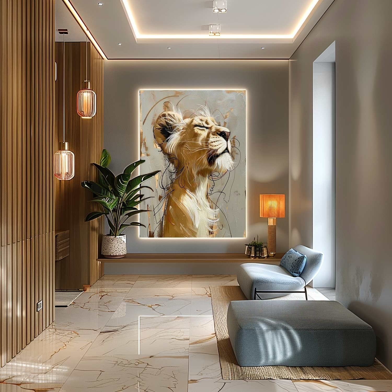 Wall Art Majestic Lioness Gold - Neutralighting