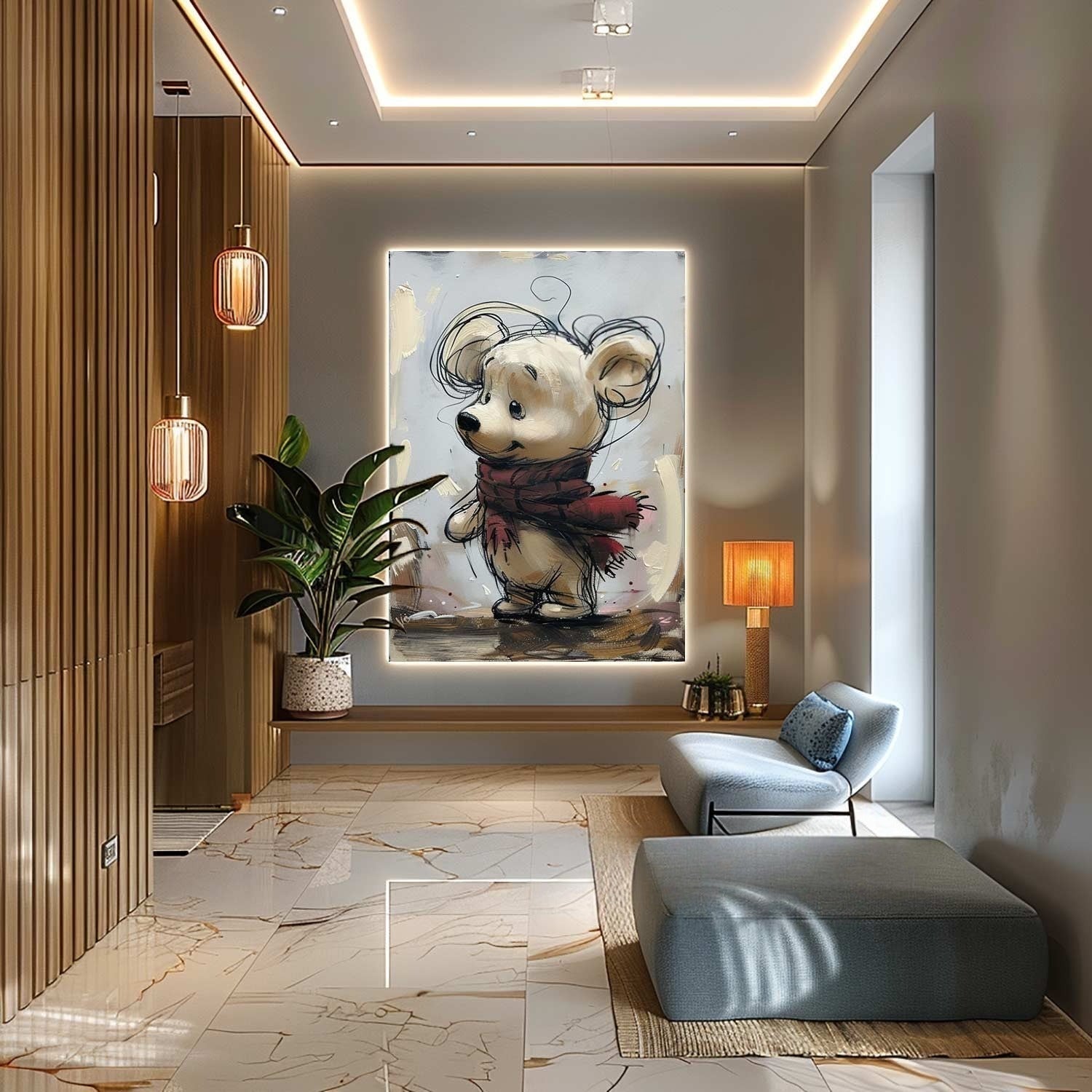 Wall Art Whimsical Winter Bear - Neutralighting