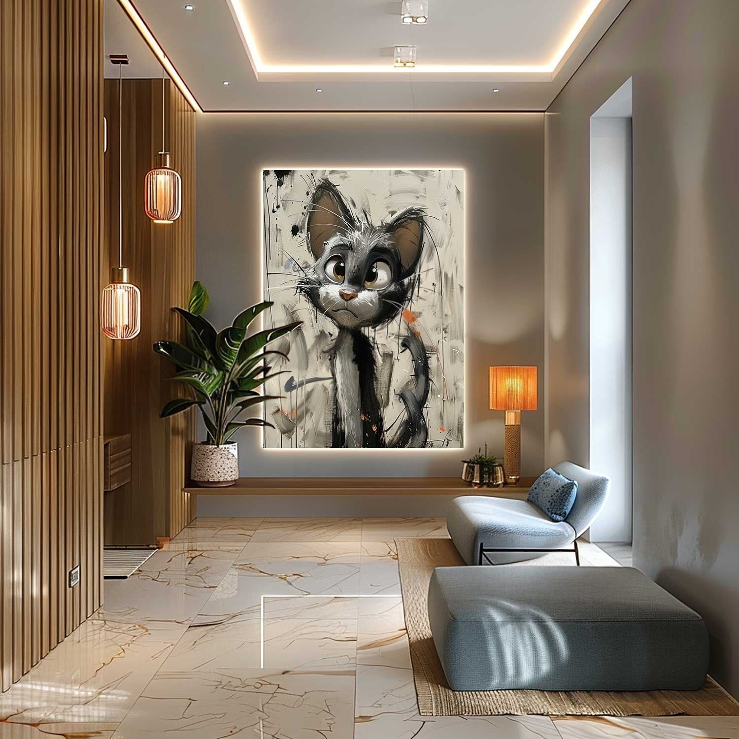 Wall Art Textured Expressive Brushstroke - Neutralighting