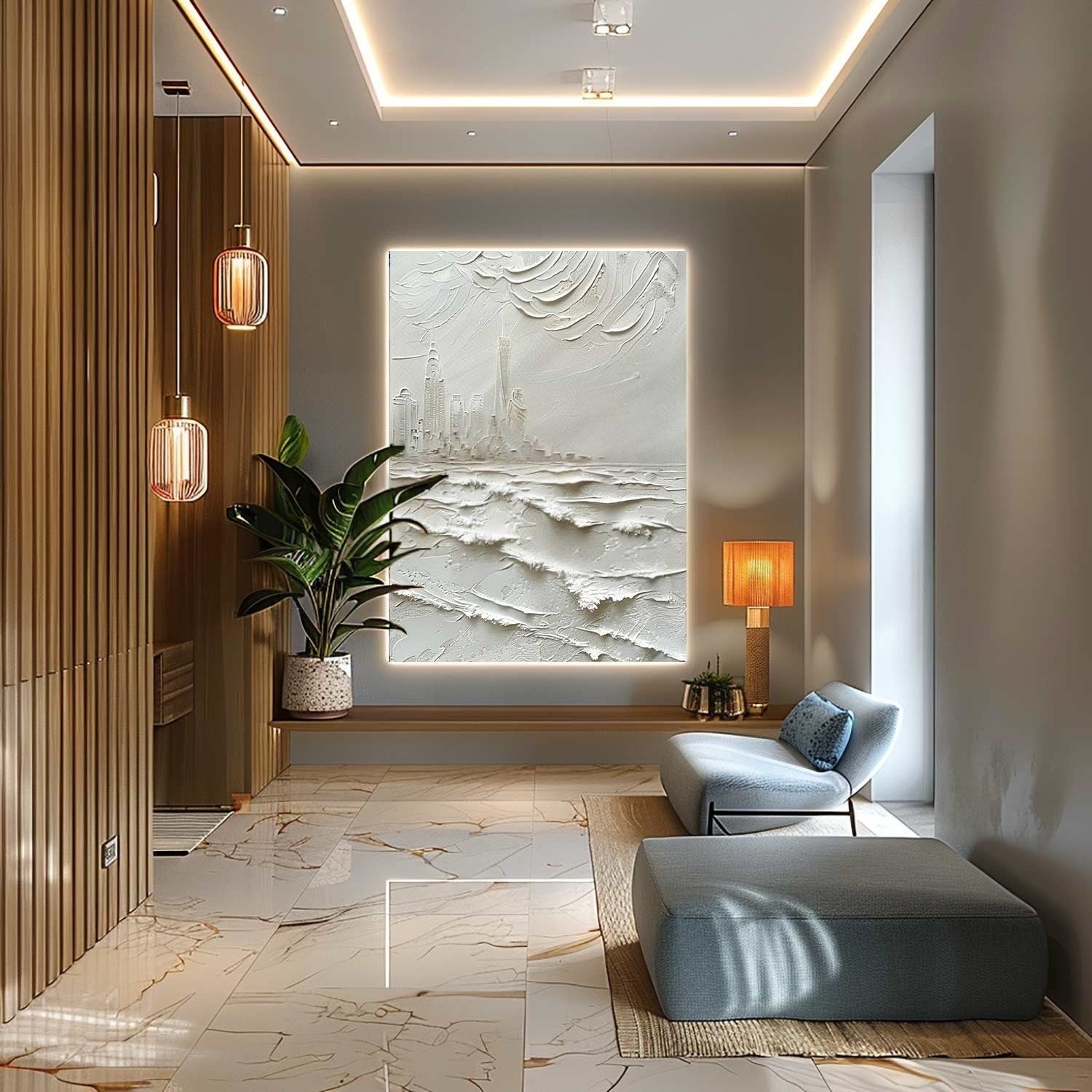 Wall Art Impasto Coastal Metropolis - Neutralighting