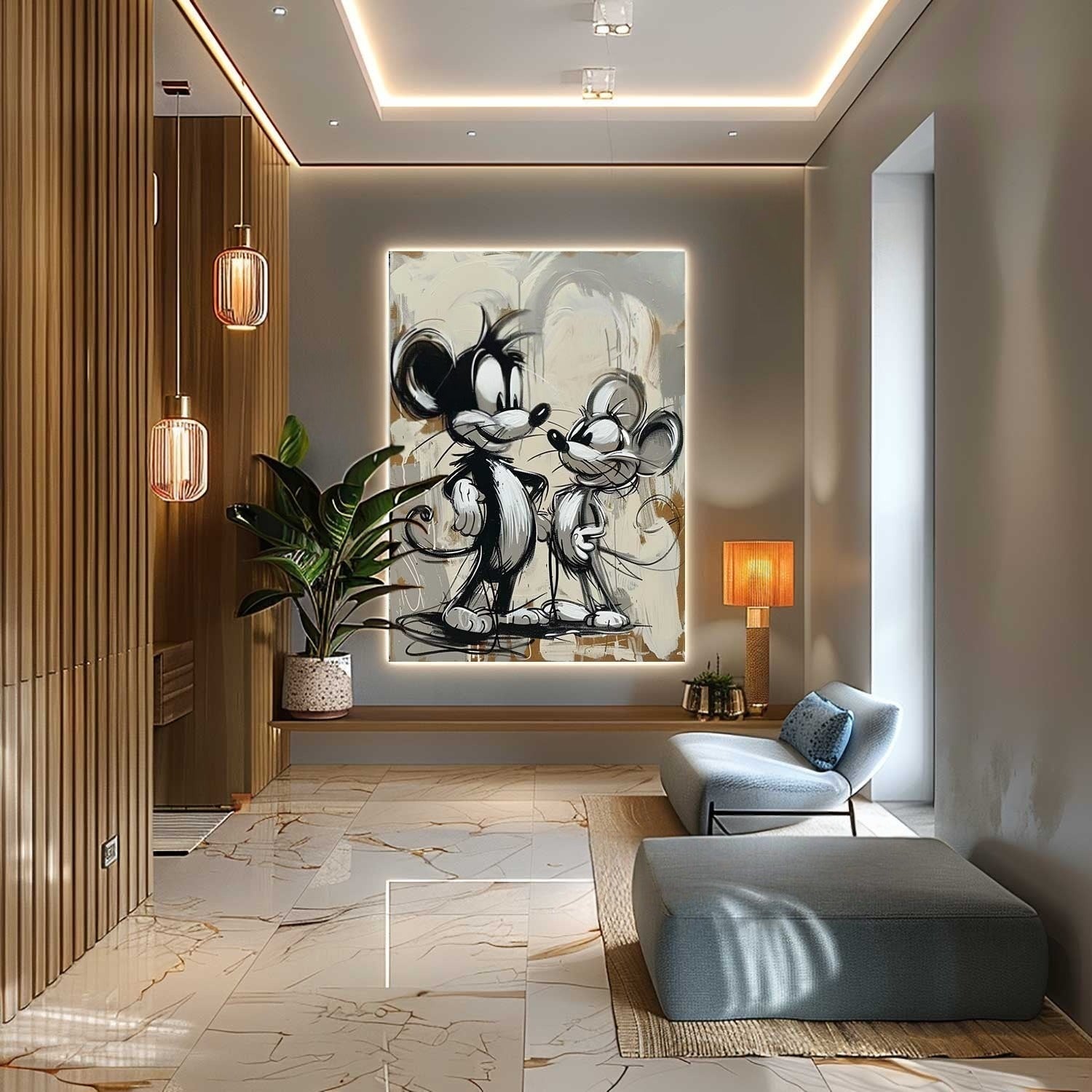 Wall Art Timeless Pop Art Mouse Pair - Neutralighting