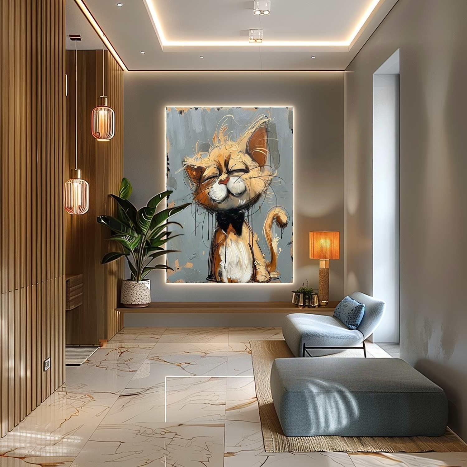 Wall Art Textured Expressive Brushstroke - Neutralighting