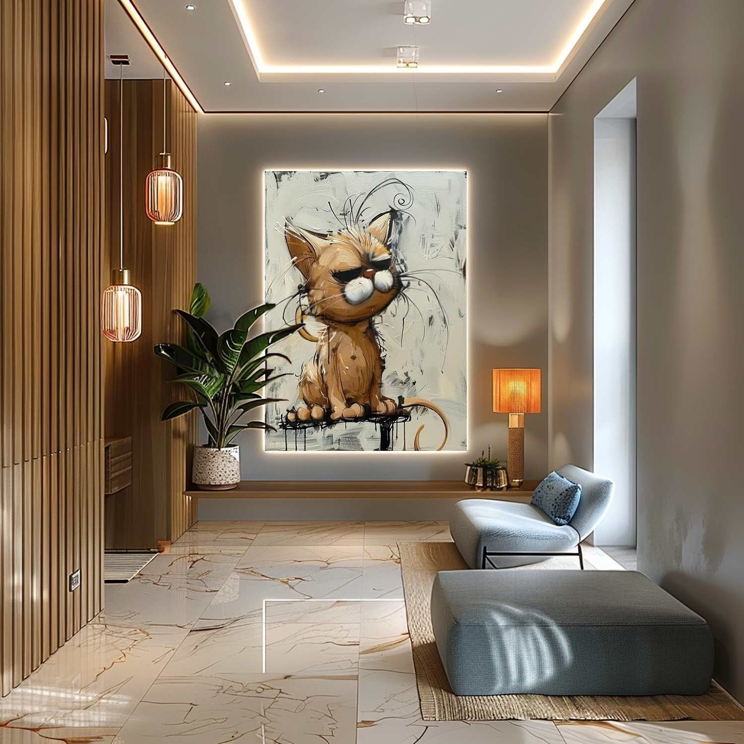 Wall Art Textured Expressive Brushstroke - Neutralighting