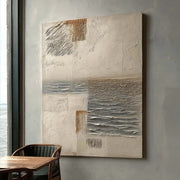 Wall Art Vertical Textured Abstract Landscape Scene Muted - Neutralighting