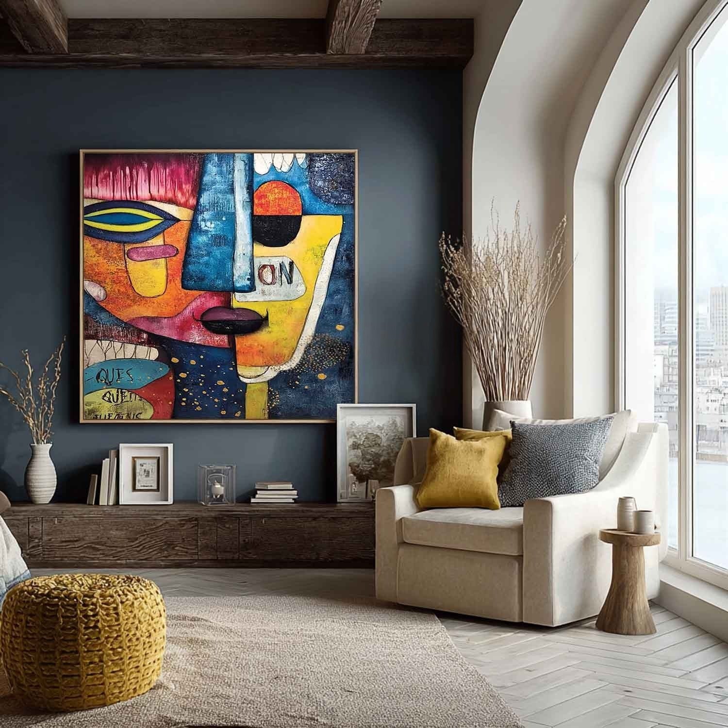Wall Art Cubist Face Abstract Colorful - Neutralighting