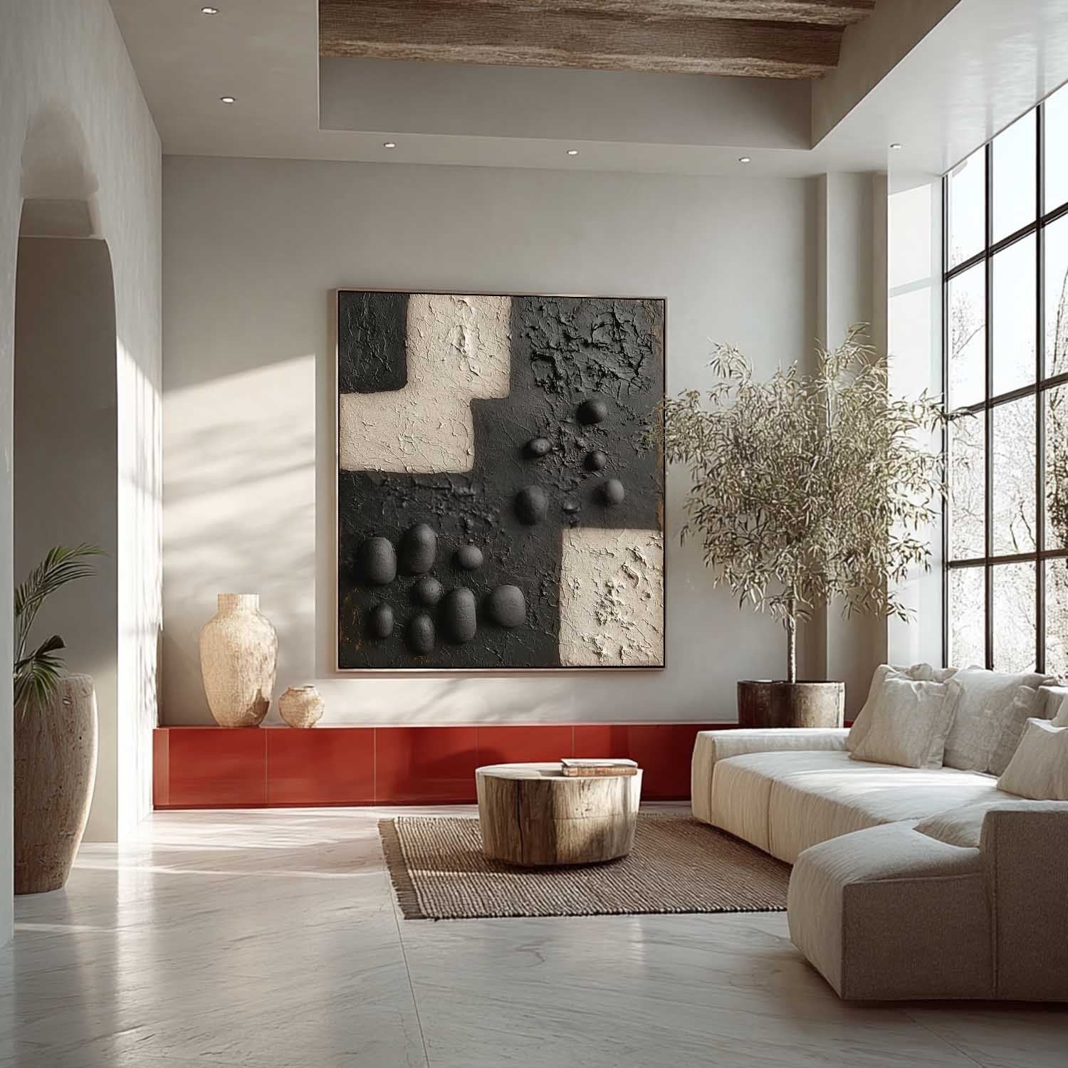 Wall Art Vertical 3D Geometric Pebble - Neutralighting