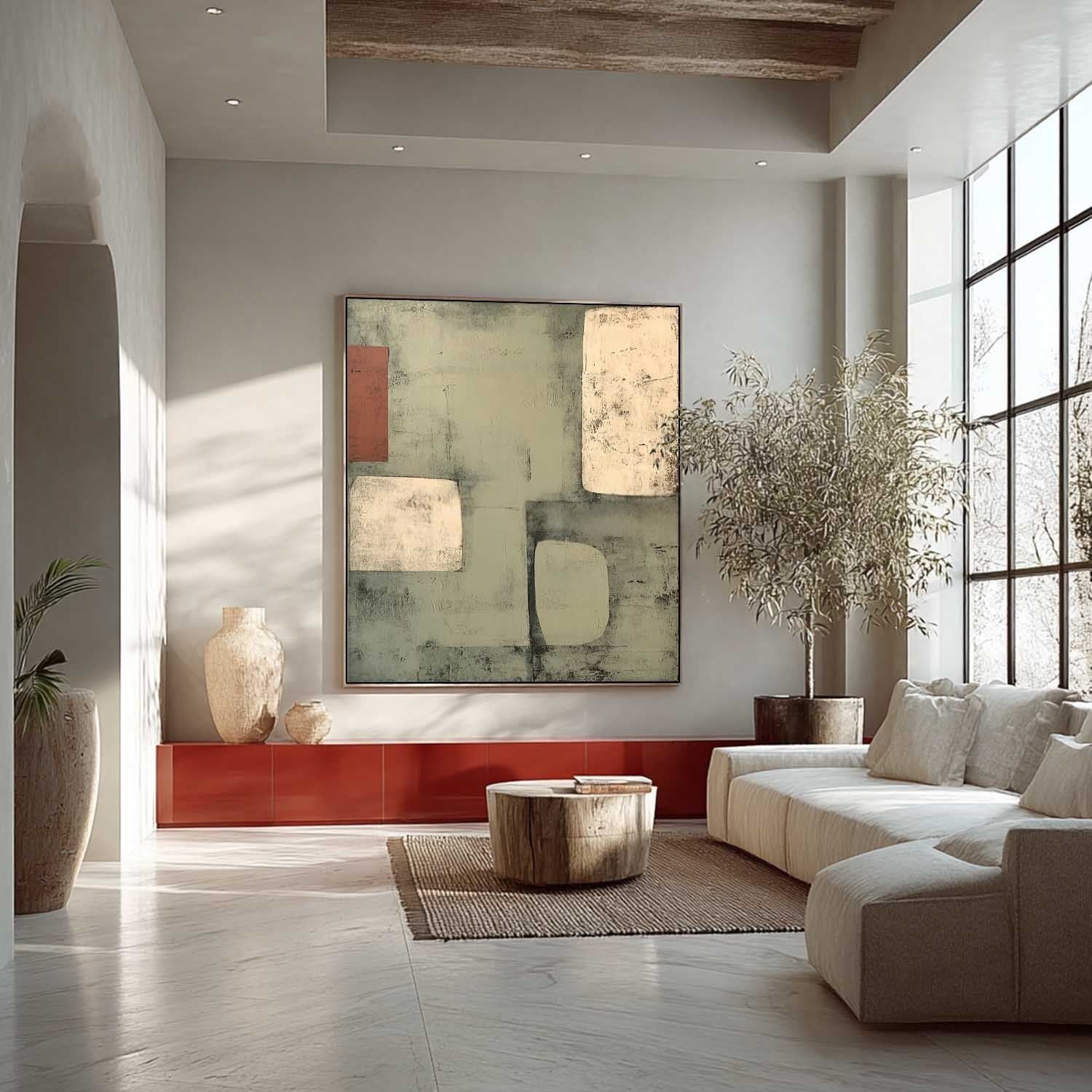 Wall Art Minimalist Geometric Sage Terracotta - Neutralighting