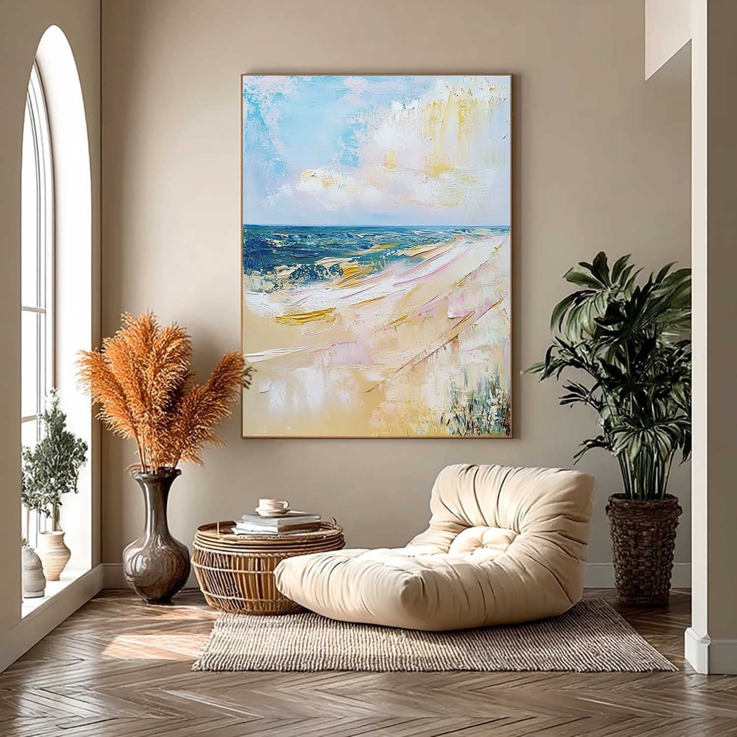 Wall Art Serene Textured Beach Ocean - Neutralighting