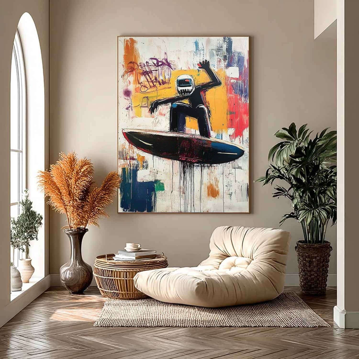 Wall Art Futuristic Textured Helmeted Surfer - Neutralighting