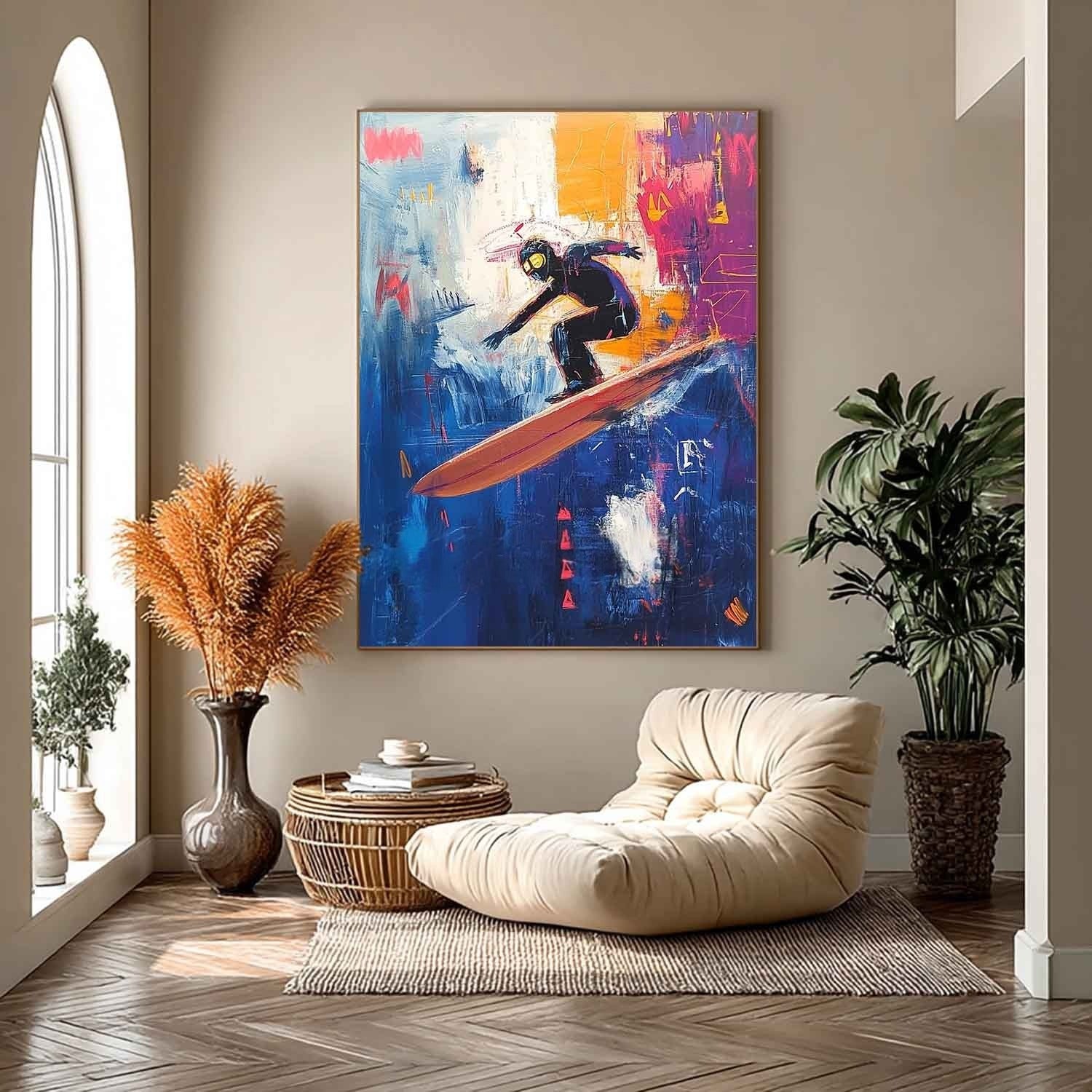 Wall Art Sleek Textured Goggled Surfer - Neutralighting
