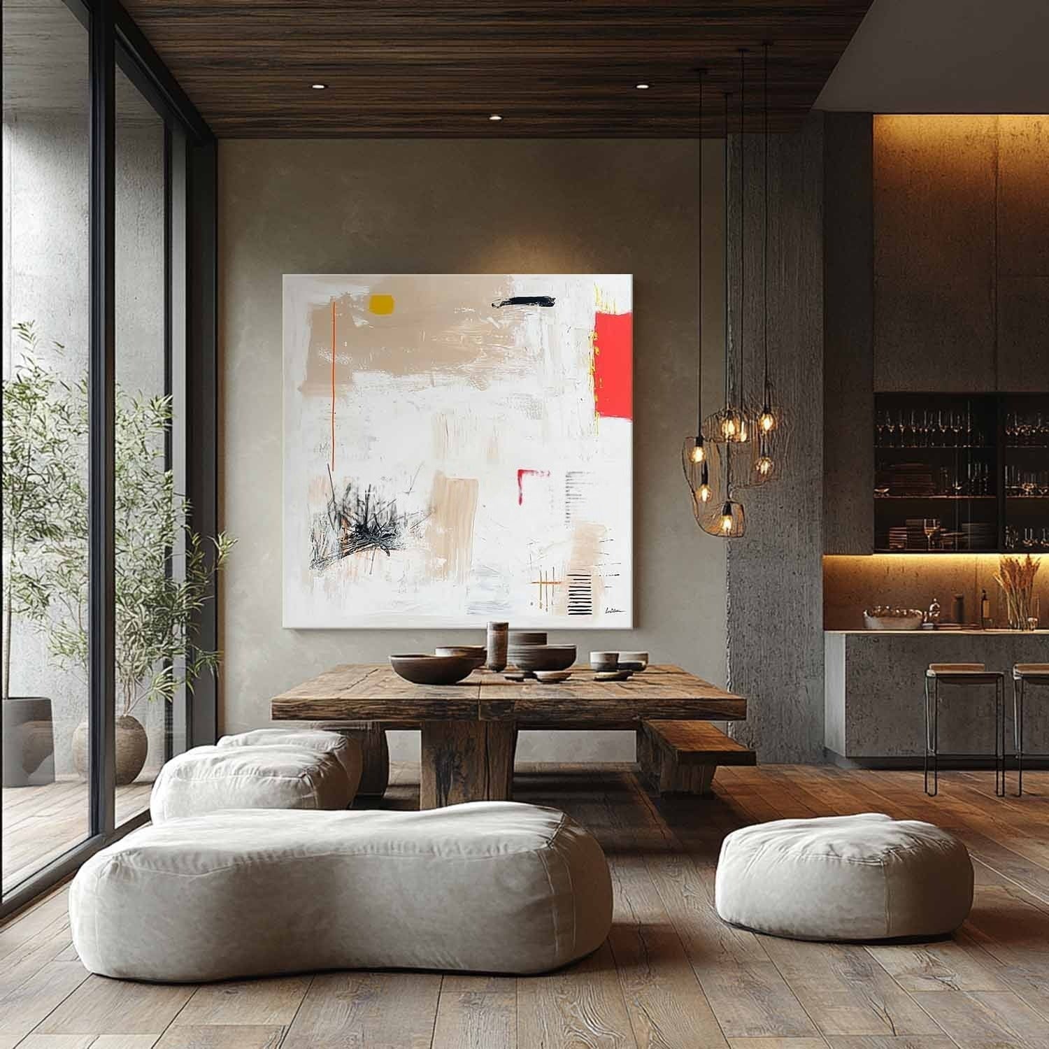 Wall Art Square Abstract Minimalist Art Luxury - Neutralighting