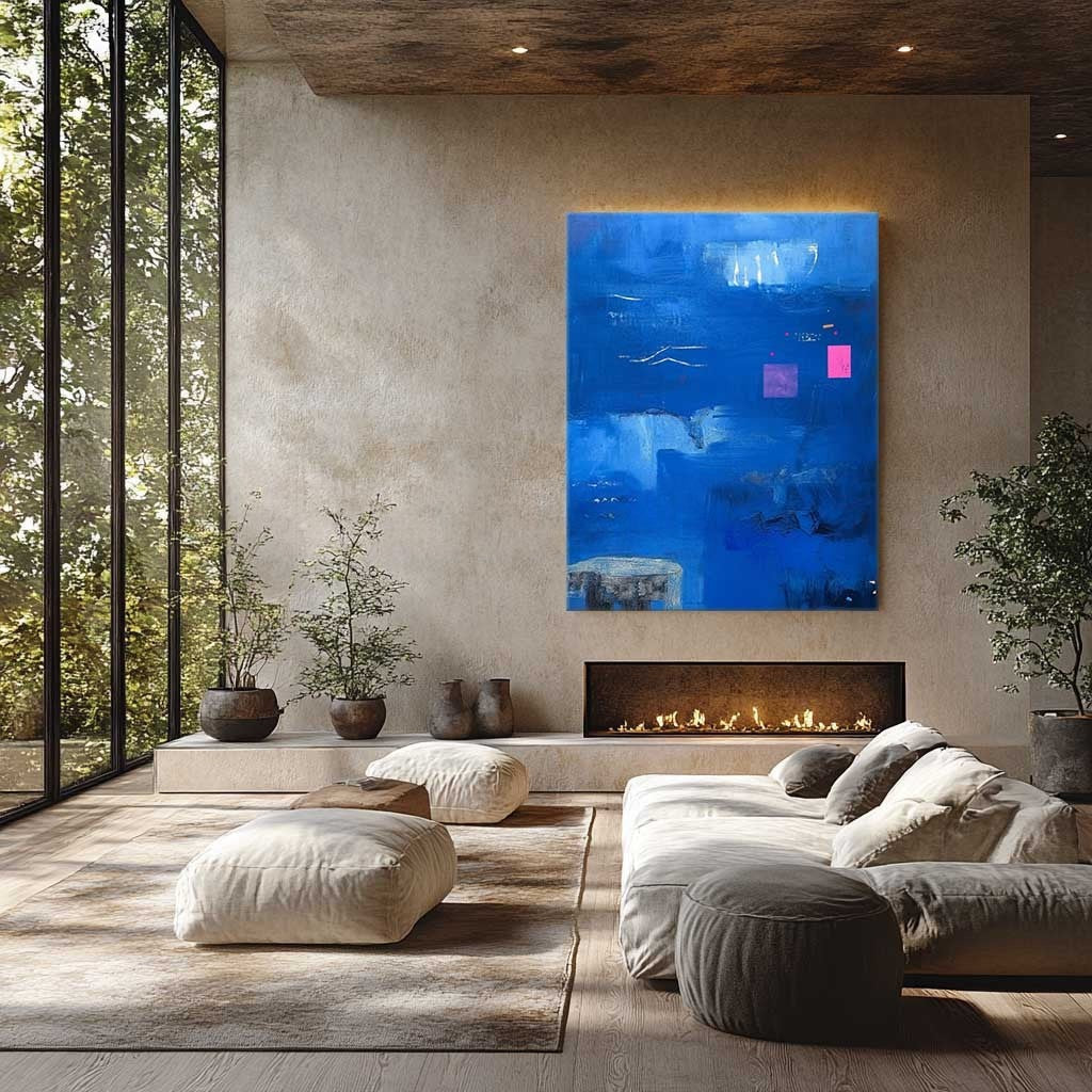 Wall Art Artistic Textured Vivid Blue - Neutralighting