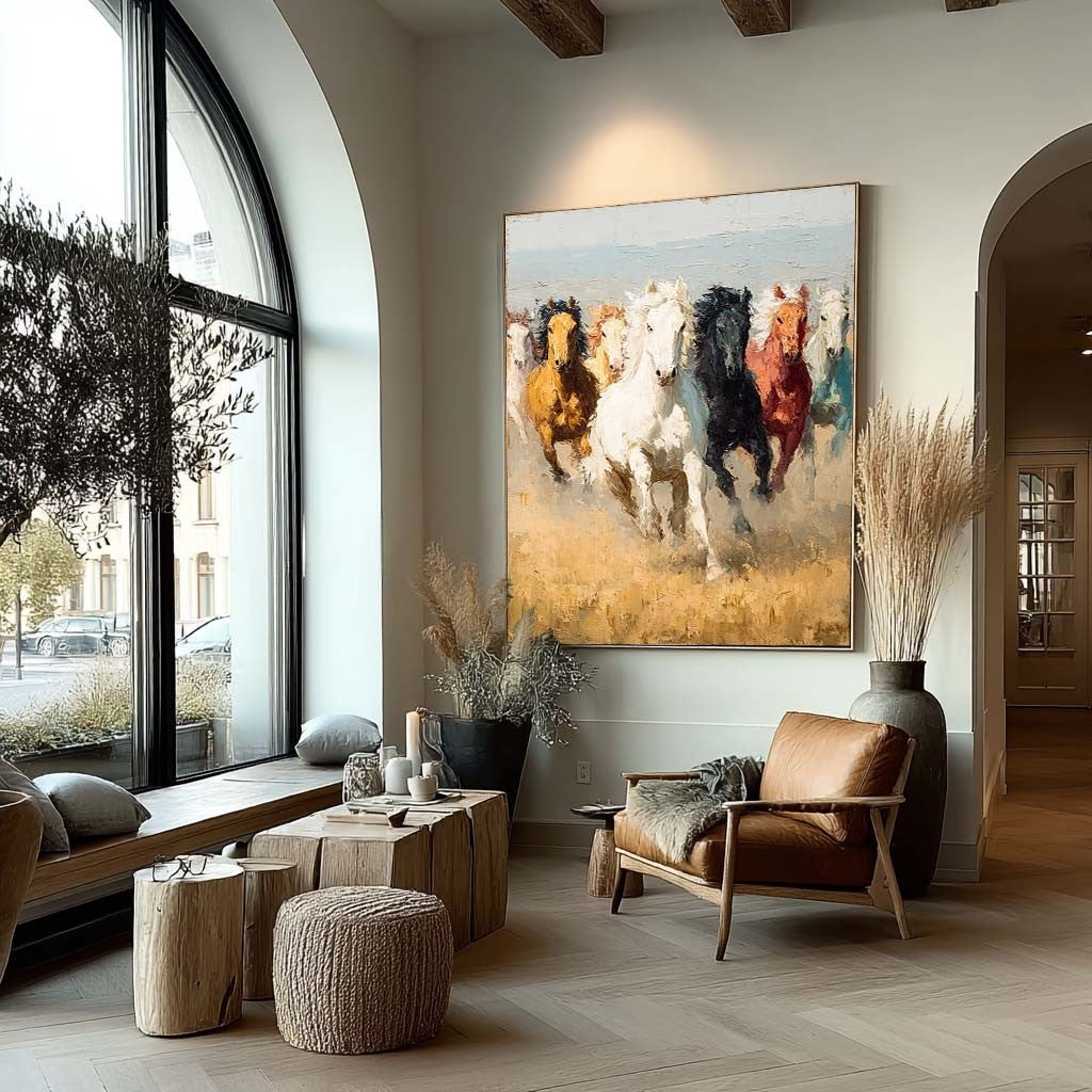 Wild Horses Running 3D Impasto Painting - Neutralighting