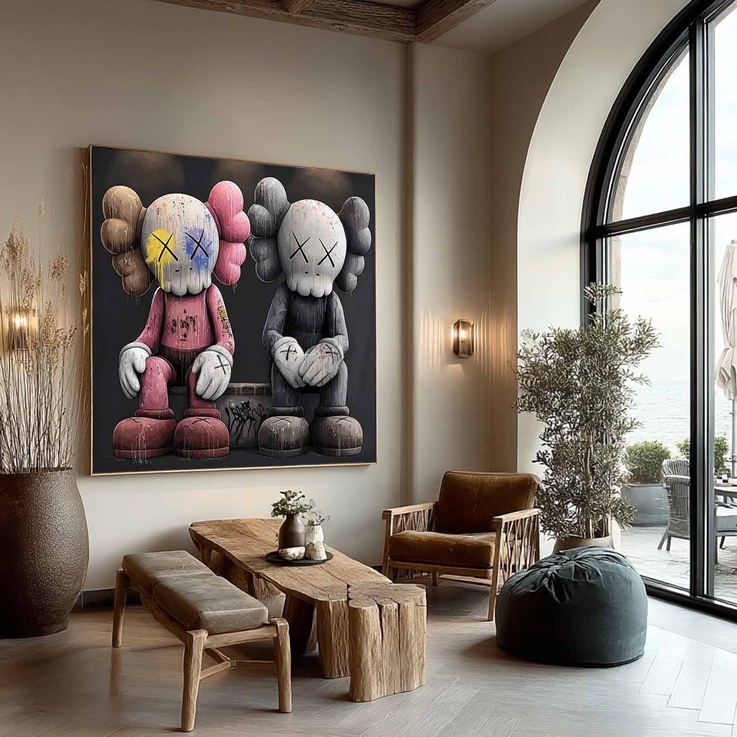 Wall Art Bold Textured Kaws Companion - Neutralighting