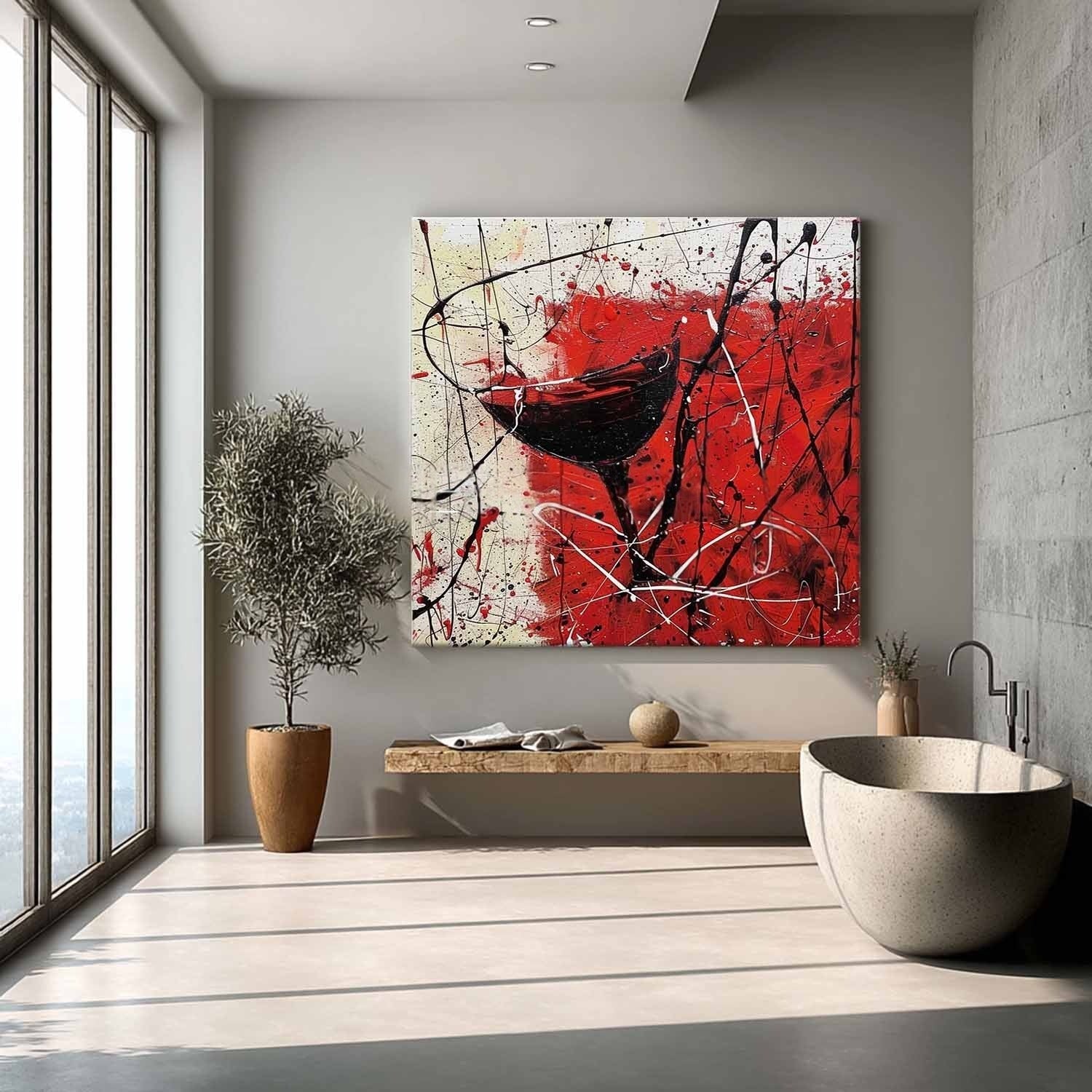 Wall Art Bold Textured Abstract Wine - Neutralighting
