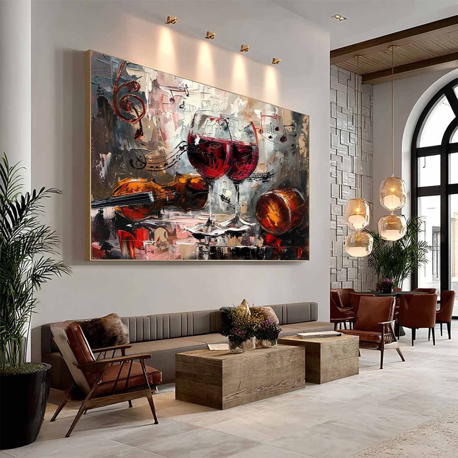 Wall Art Lyrical Textured Wine Glass - Neutralighting