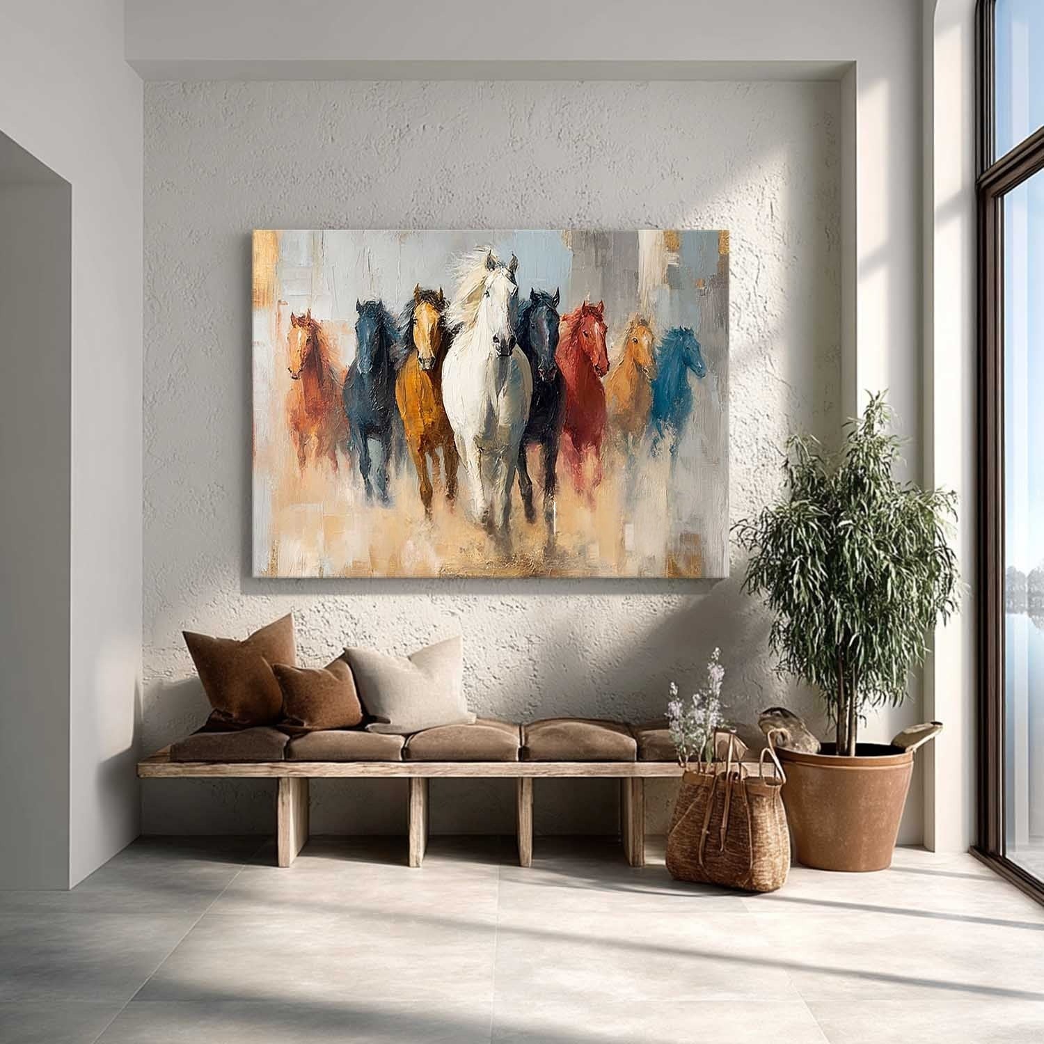 Wall Art Majestic Contemporary Running Horses - Neutralighting