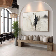 Wall Art Panoramic Abstract Horse Scene Minimalist - Neutralighting