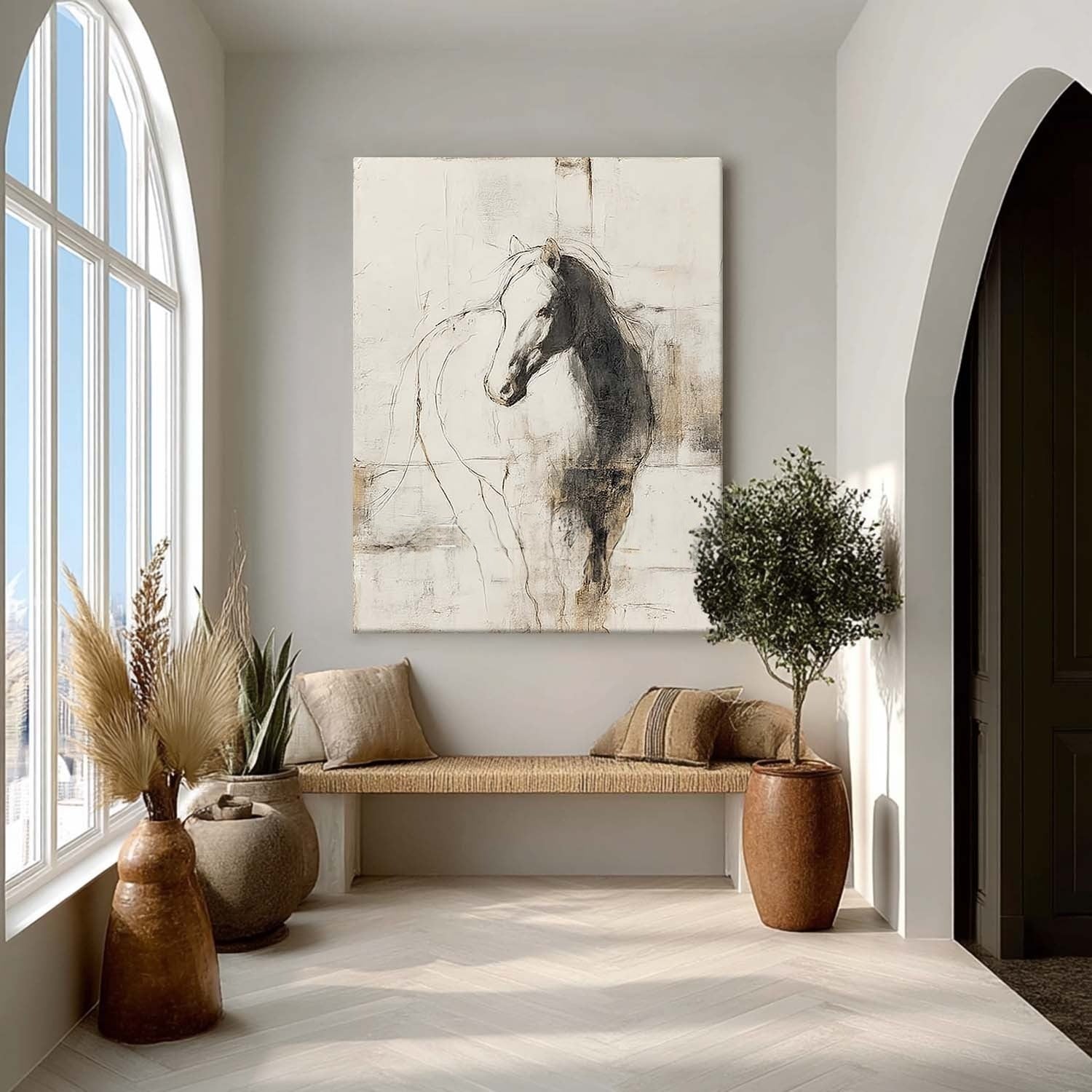Wall Art Monochrome Horse Portrait Minimalist - Neutralighting