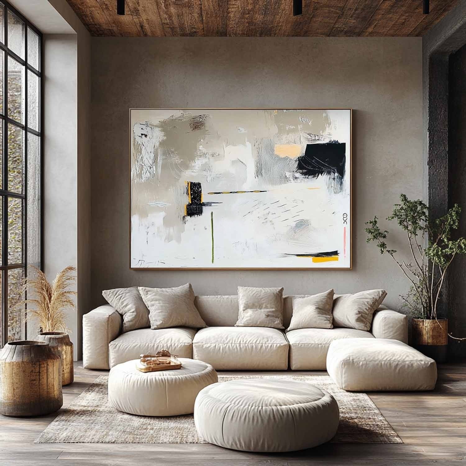 Wall Art Modern Geometric Abstract Black Yellow - Neutralighting