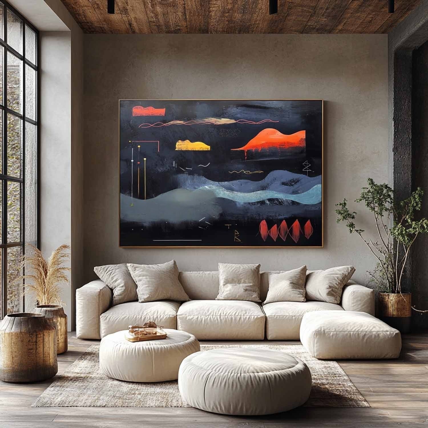 Wall Art Dramatic Textured Layered Dark - Neutralighting