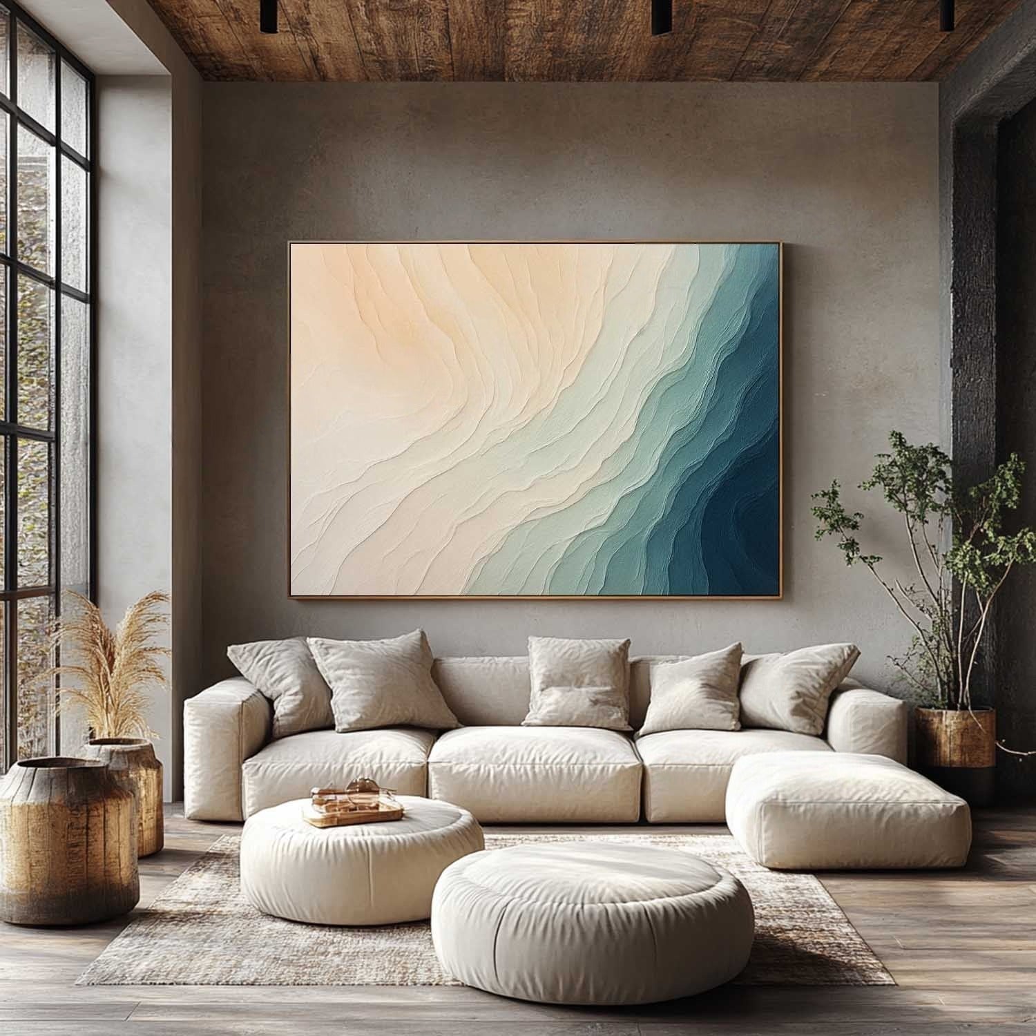 Wall Art Textured Gradient Wave Pattern - Neutralighting