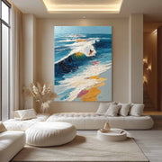 Wall Art Vertical Impressionist Surfing Scene Vivid - Neutralighting
