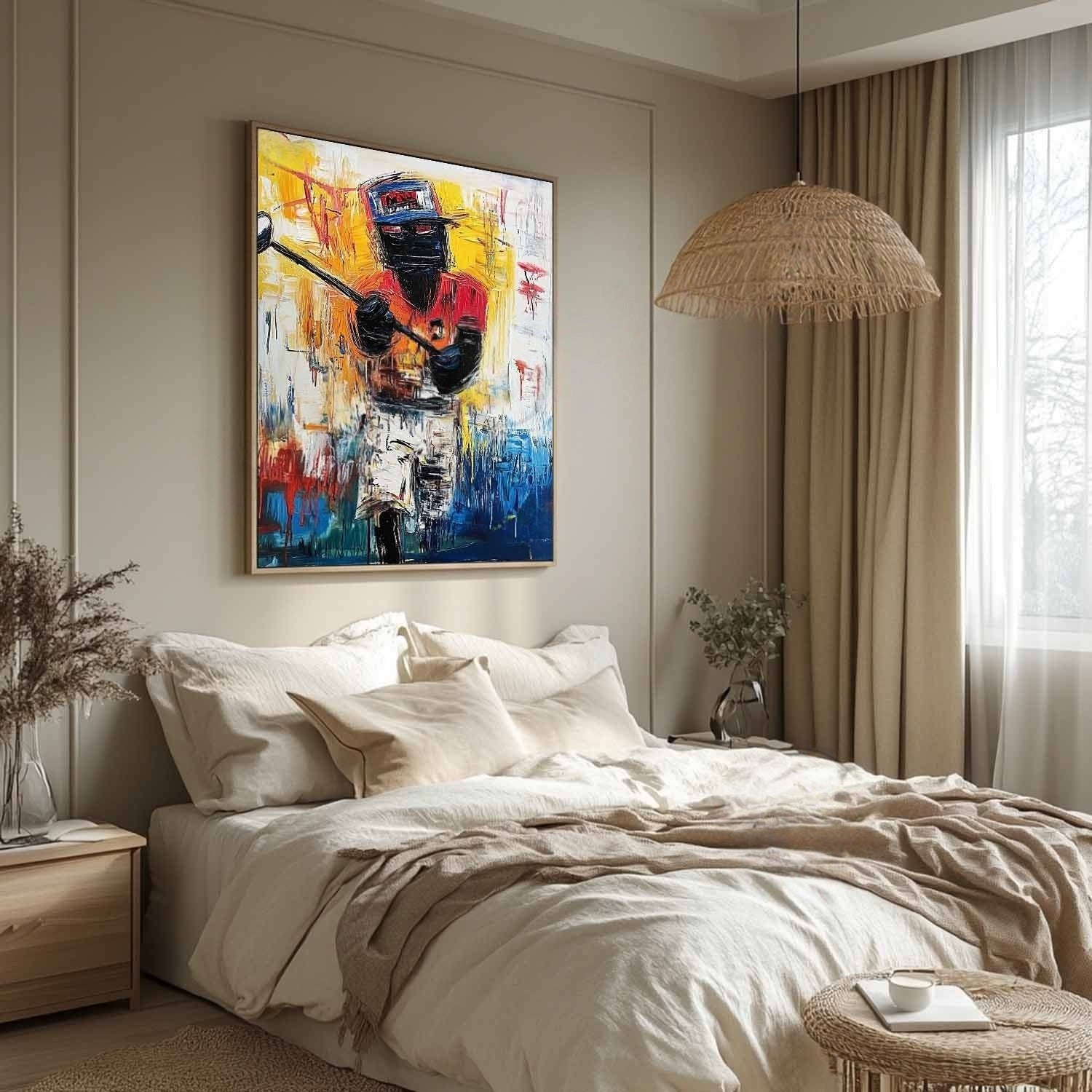 Wall Art Vertical Expressionist Golfer Painting - Neutralighting