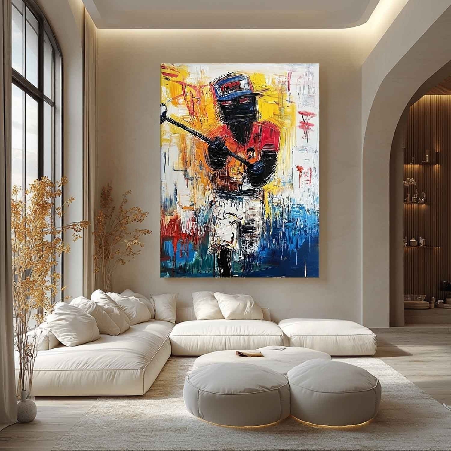 Wall Art Vertical Expressionist Golfer Painting - Neutralighting