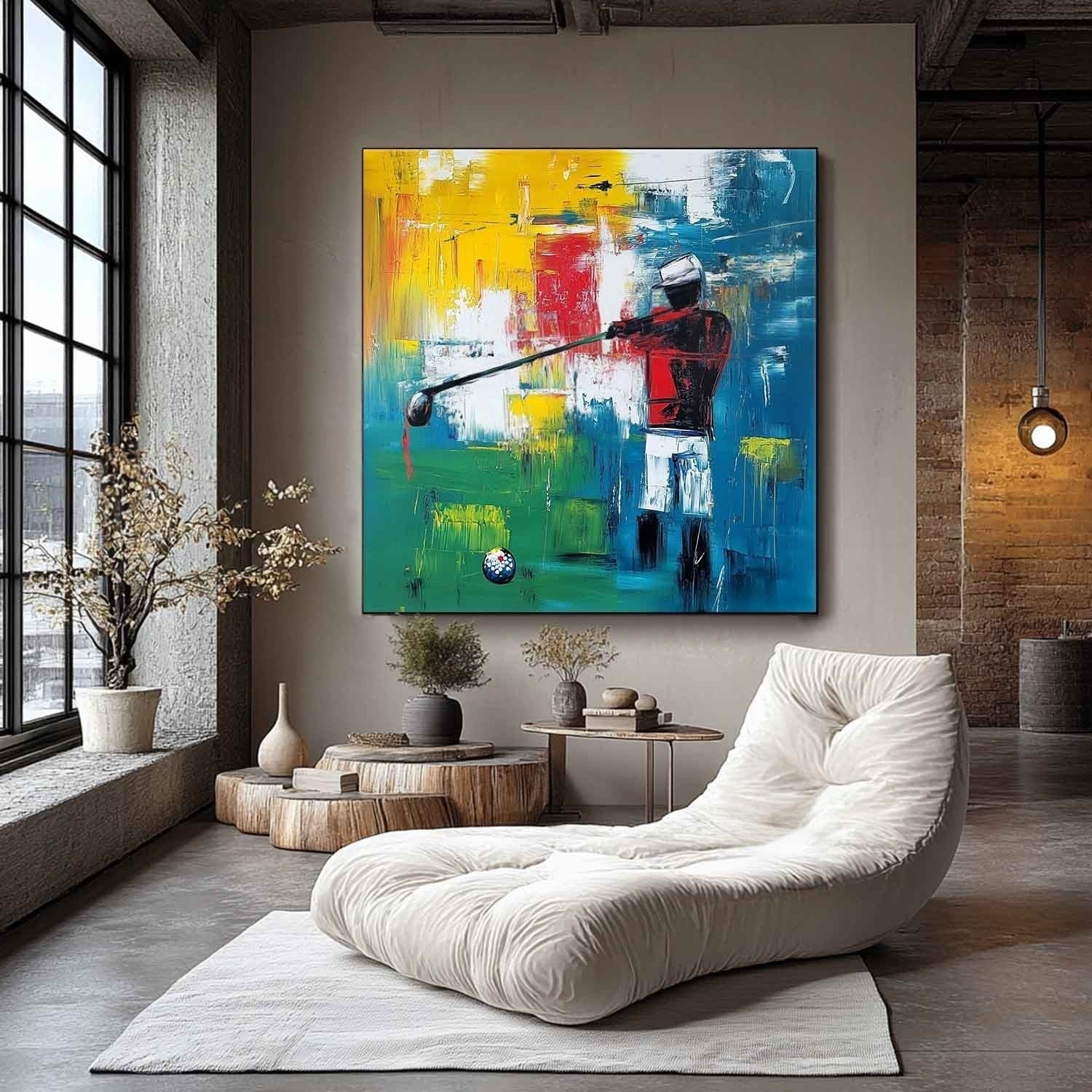 Wall Art Abstract Golfer Swing Colorful - Neutralighting