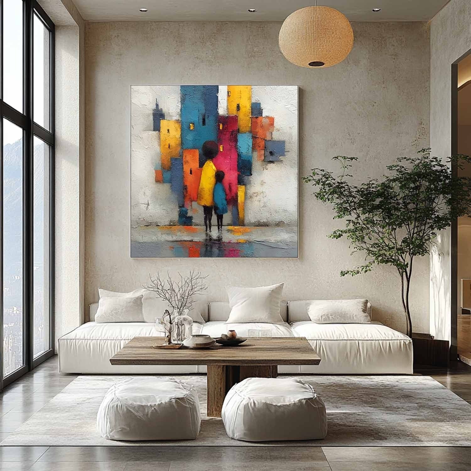 Wall Art Warm Textured Parent Child - Neutralighting