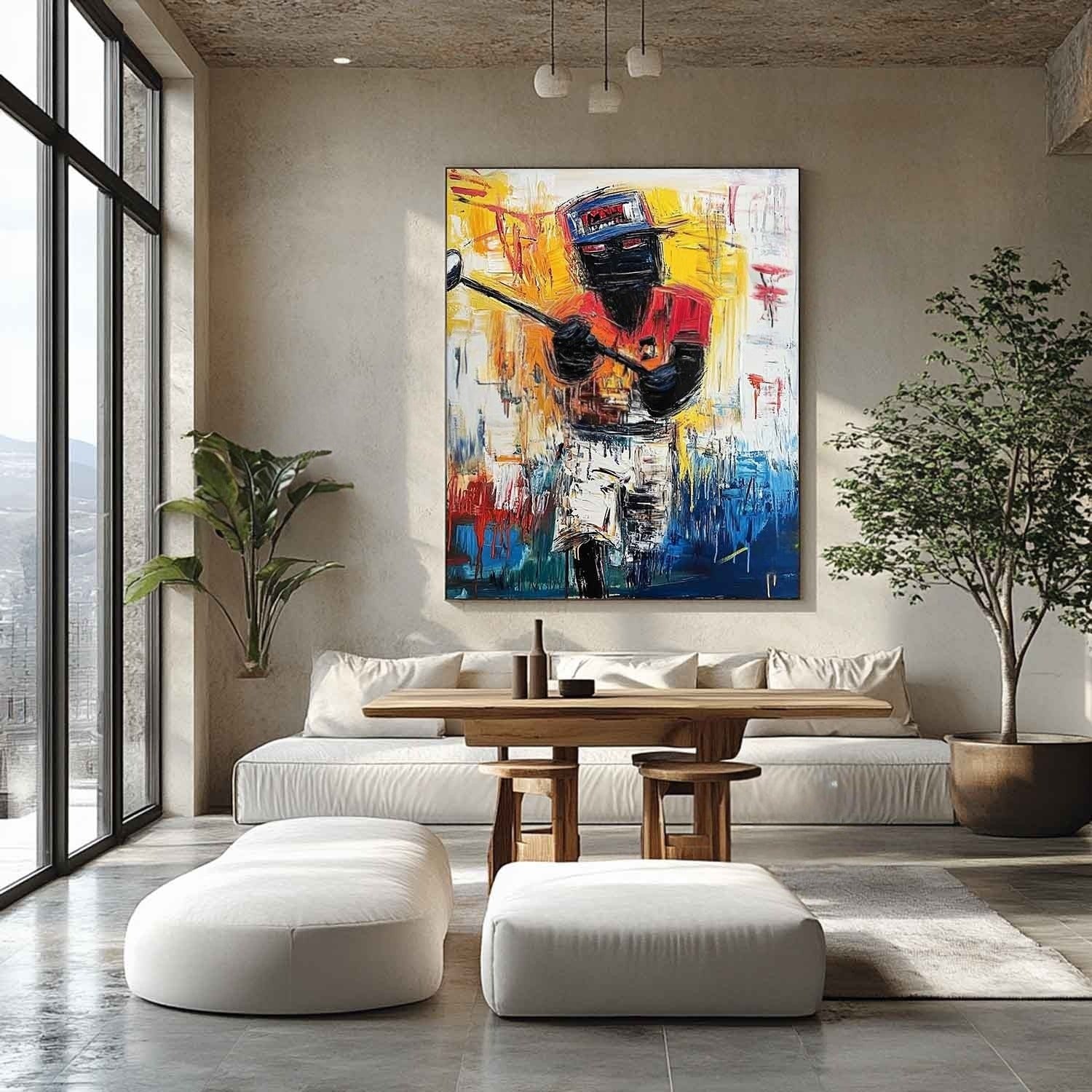 Wall Art Vertical Expressionist Golfer Painting - Neutralighting