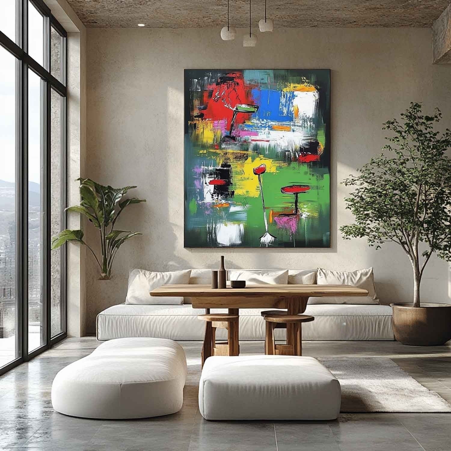Wall Art Vertical Expressionist Golf Painting - Neutralighting