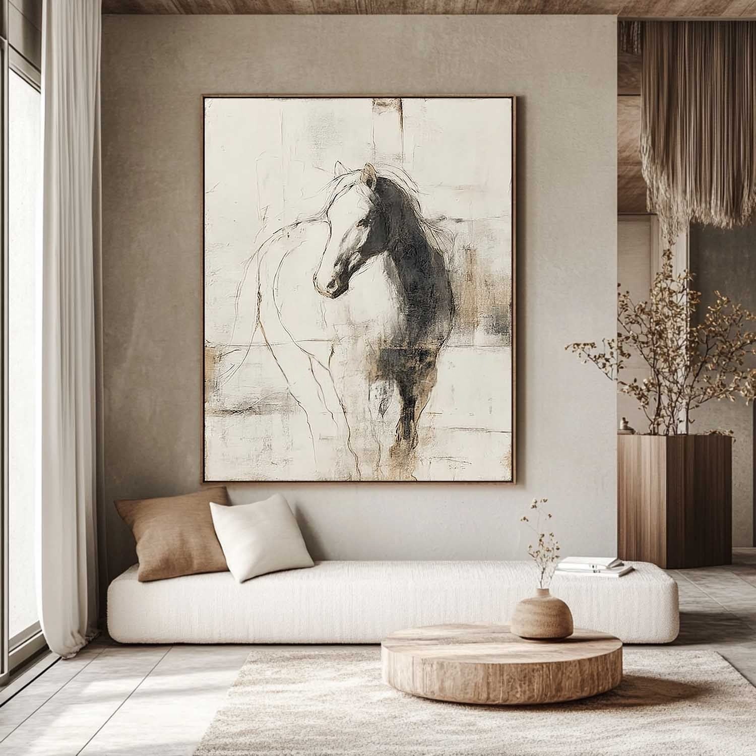 Wall Art Monochrome Horse Portrait Minimalist - Neutralighting