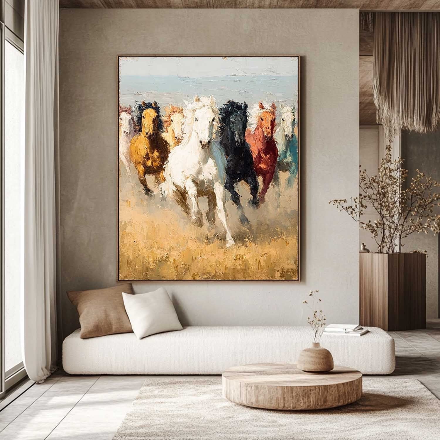 Wild Horses Running 3D Impasto Painting - Neutralighting