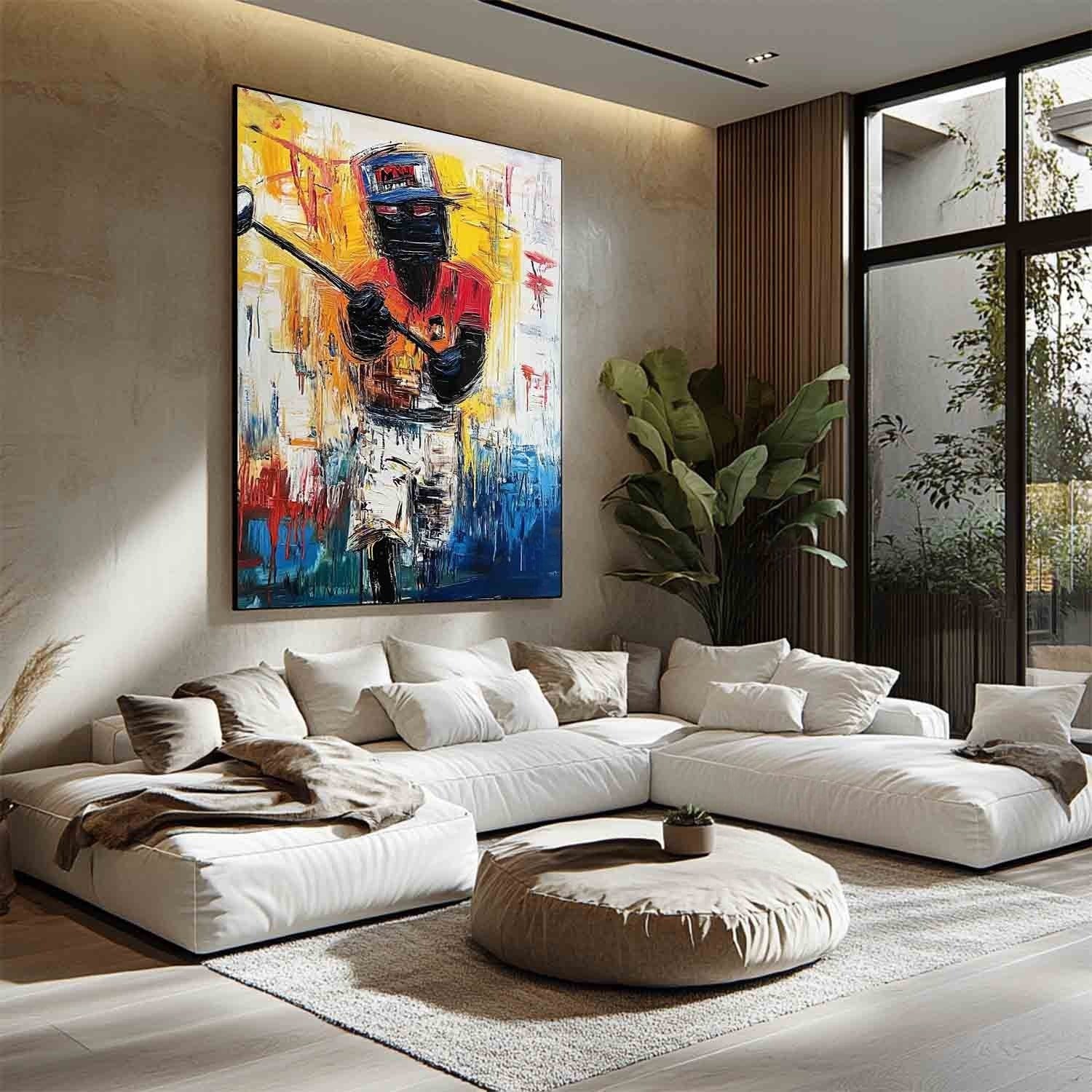 Wall Art Vertical Expressionist Golfer Painting - Neutralighting