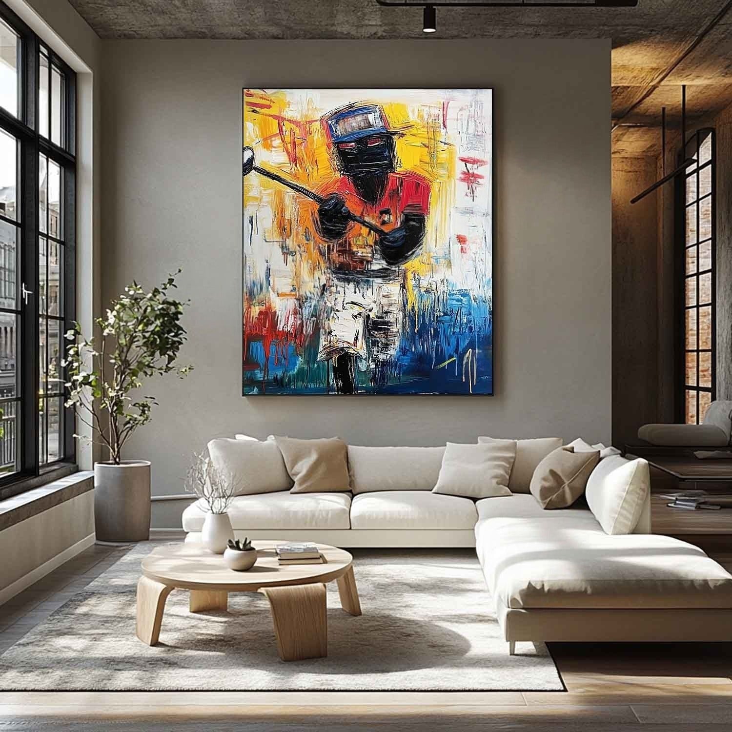 Wall Art Vertical Expressionist Golfer Painting - Neutralighting