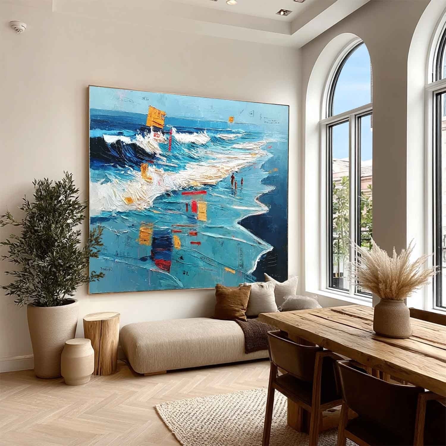 Wall Art Panoramic Impressionist Beachscape Scene Vibrant - Neutralighting