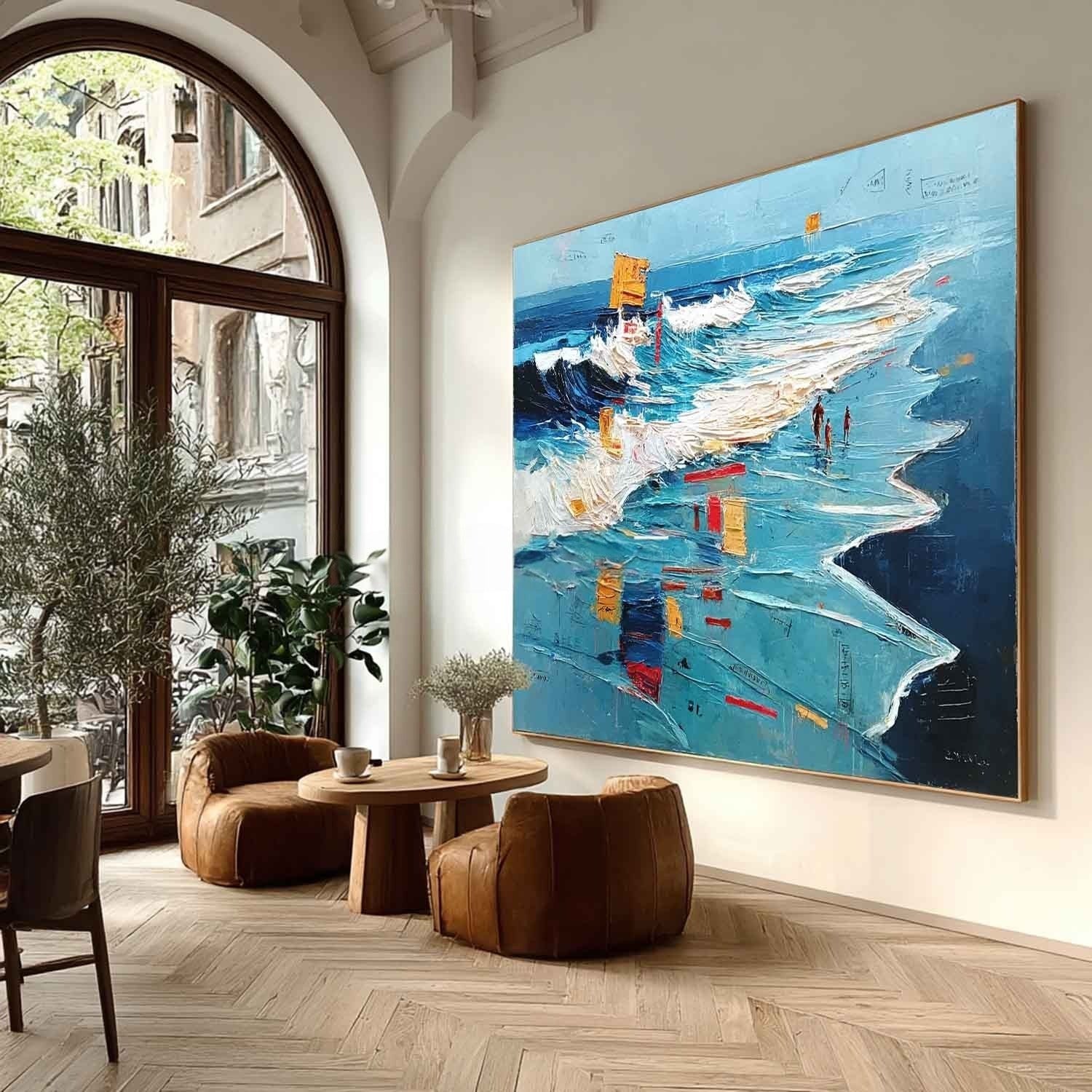 Wall Art Panoramic Impressionist Beachscape Scene Vibrant - Neutralighting