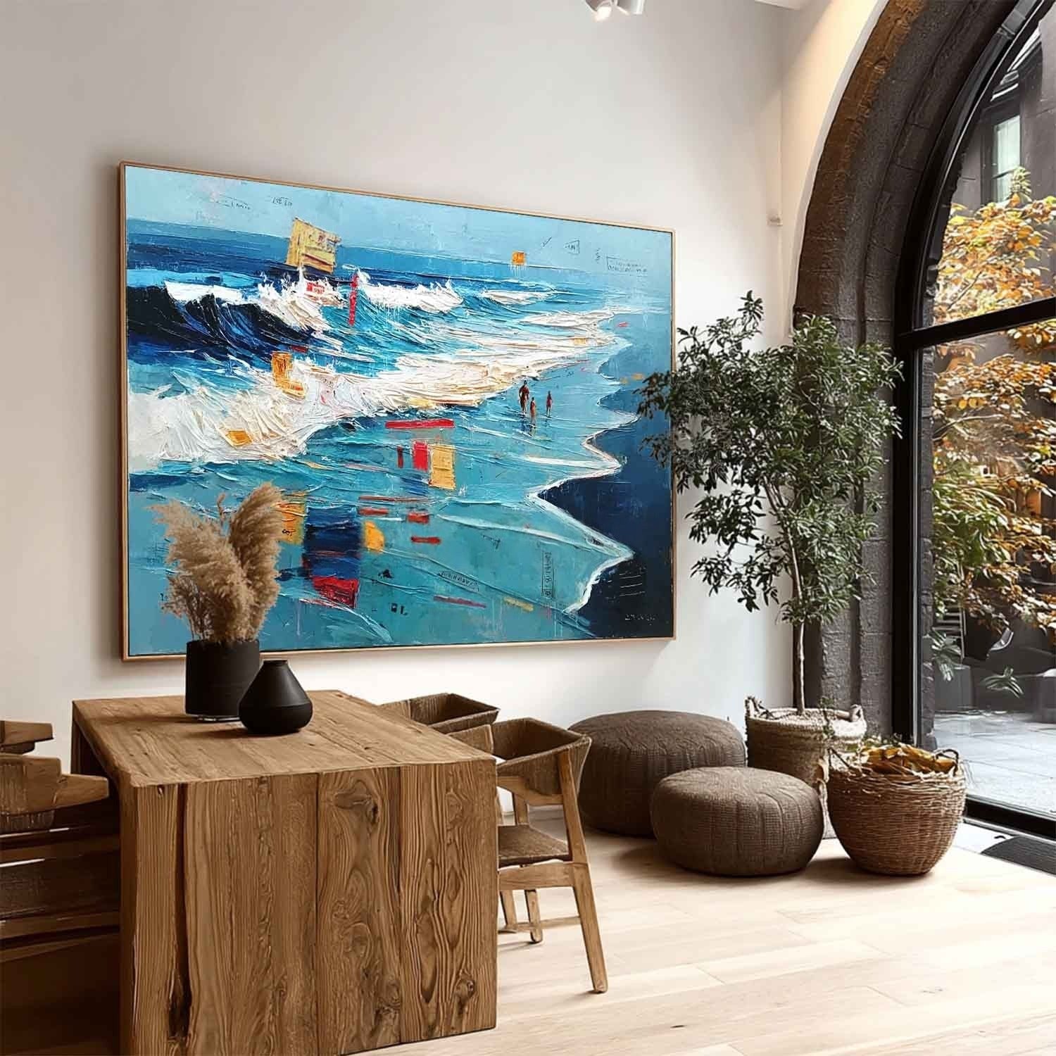 Wall Art Panoramic Impressionist Beachscape Scene Vibrant - Neutralighting